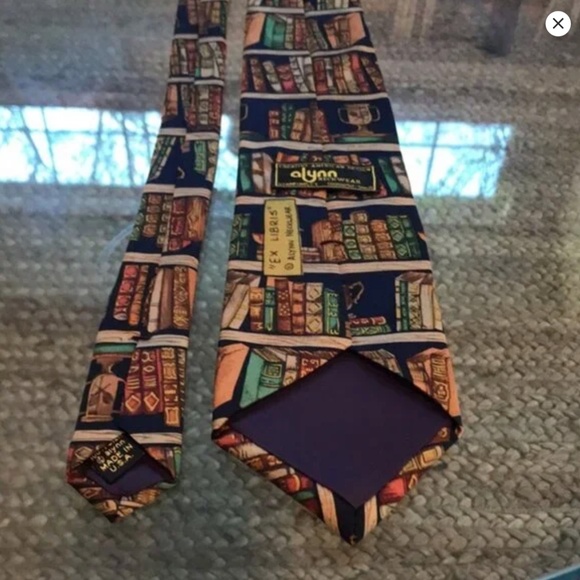 Alynn Neckware Ex Libris 100% Silk Men’s Neck Tie Book Print - Picture 7 of 7